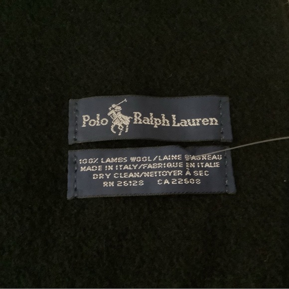 ITALIAN MADE 60” NEW POLO RALPH LAUREN SCARF. BLACK WITH WHITE EMBROIDERED LOGO. - Picture 4 of 4
